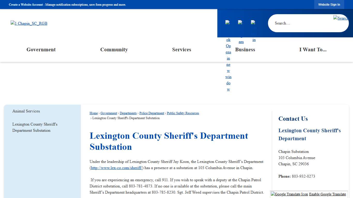 Lexington County Sheriff's Department Substation | Chapin, SC